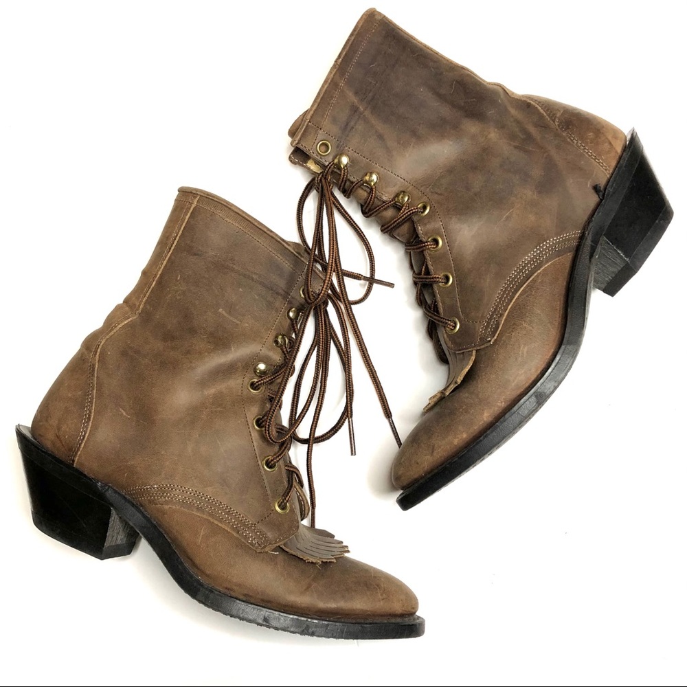 Vintage Laredo Cowboy Style Brown Leather Boots